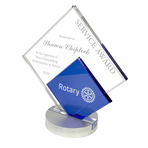 Rotary Clear/Blue Crystal Diamond Award